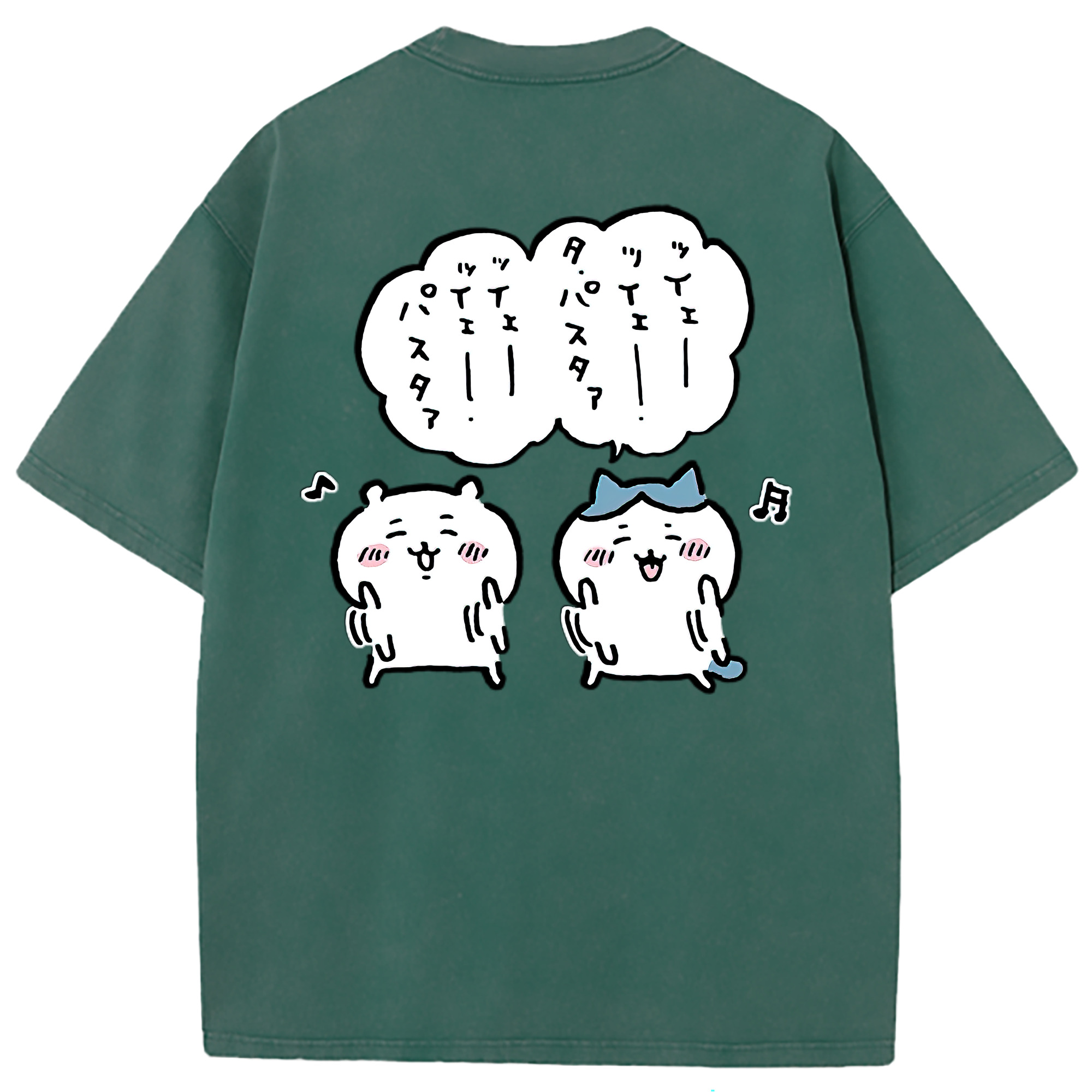 （画像用） ちいかわ ハチワレ Chii-kawa hachiware 綿100% ヴィンテージ風 半袖Tシャツ（背面プリント）